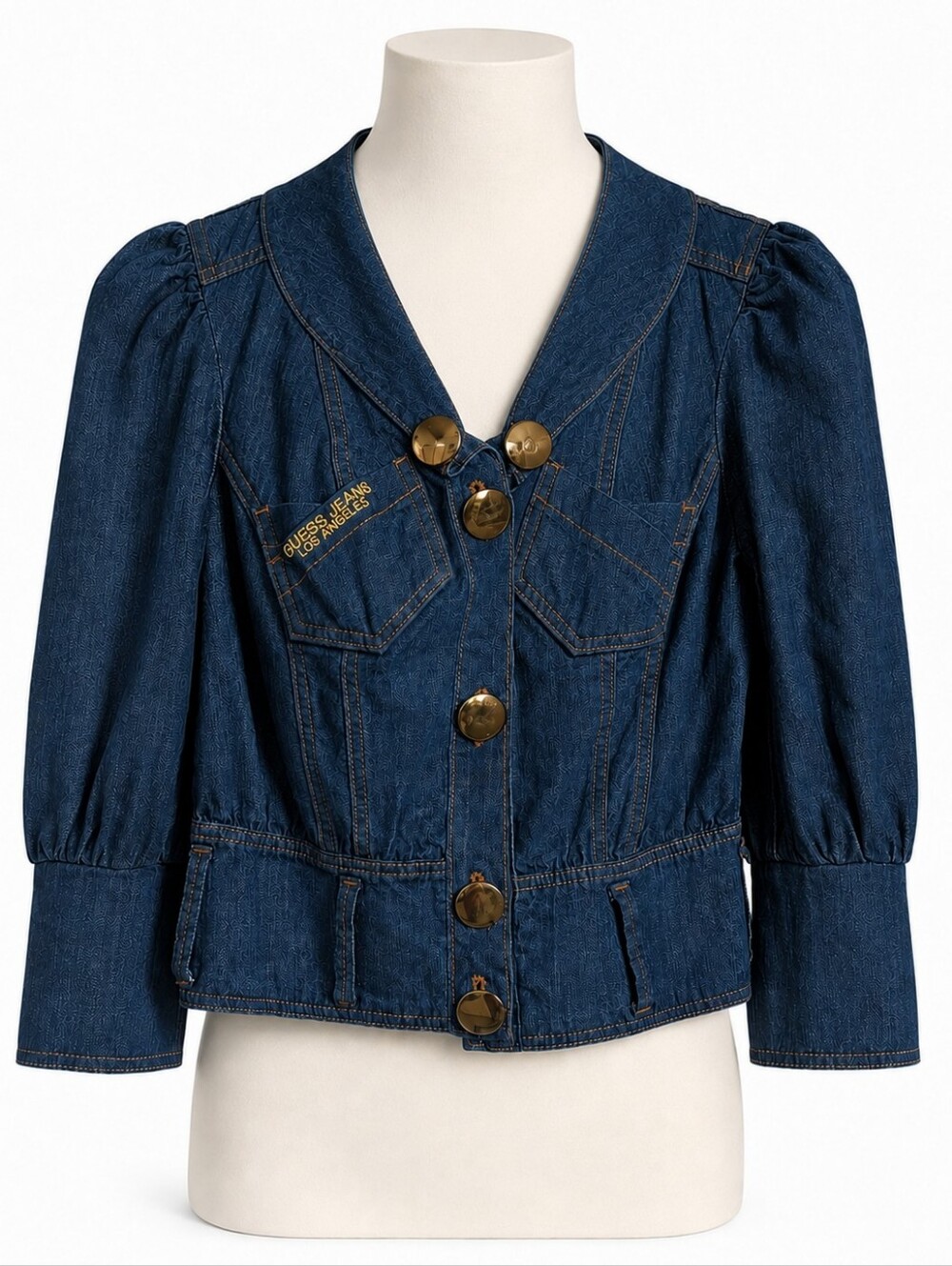 Vintage GUESS Premium puff-sleeve cropped denim jacket Size Medium